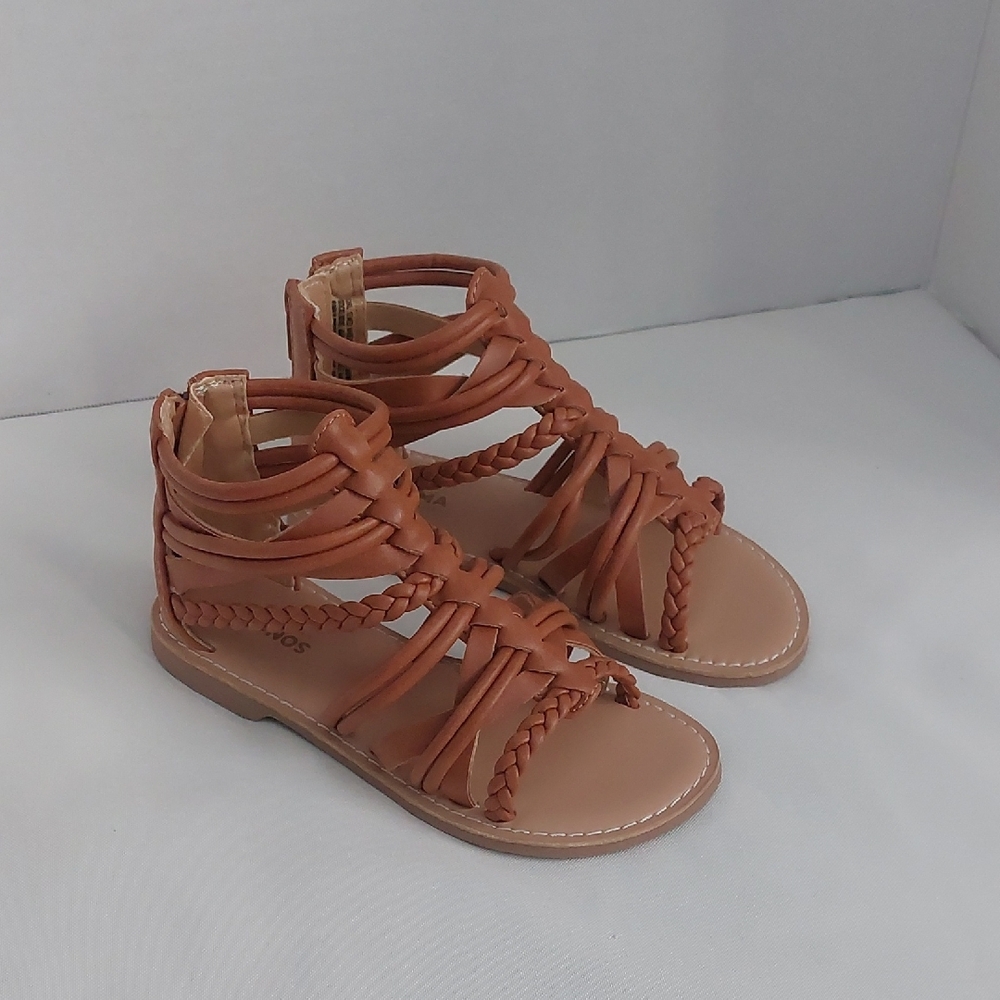 Girls Tan Braided Gladiator Sandals